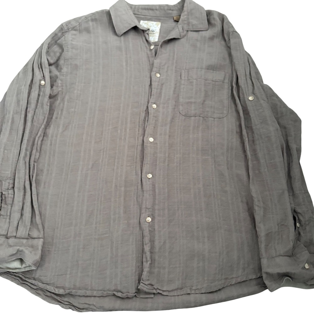 Tasso Elba Island Mens XL Linen Cotton Blend Roll Tab Sleeve Button Down‎ Shirt